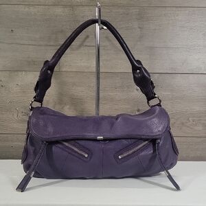 B.Makowsky Purple Leather Shoulder Bag